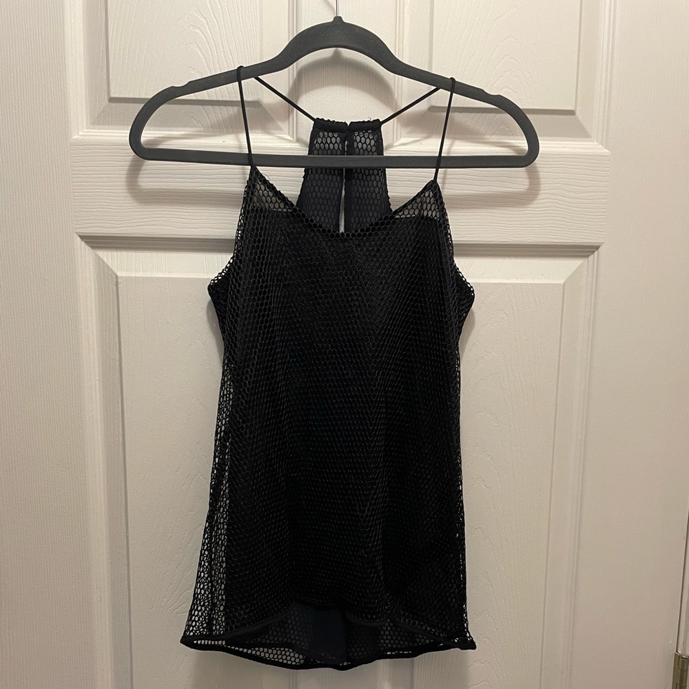 Express mesh black tank top
